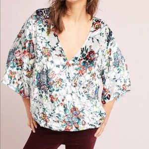 Maeve Anthro Floral Velvet Top Large